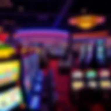 Interior gaming area filled with vibrant slot machines and tables