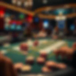 Illustration of Texas Hold'em table layout with cards and chips