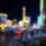 Panoramic view of the Las Vegas Strip at night highlighting safety features