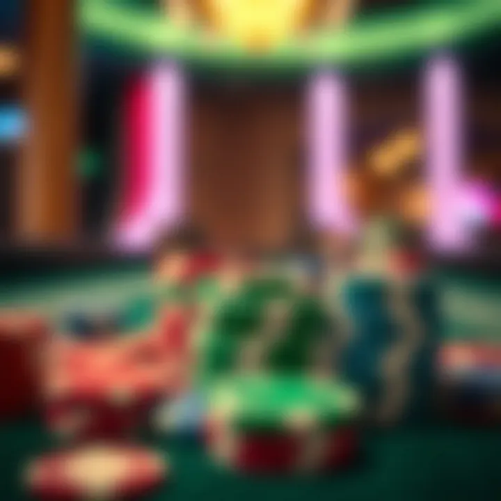 Colorful poker chips stacked on a casino table