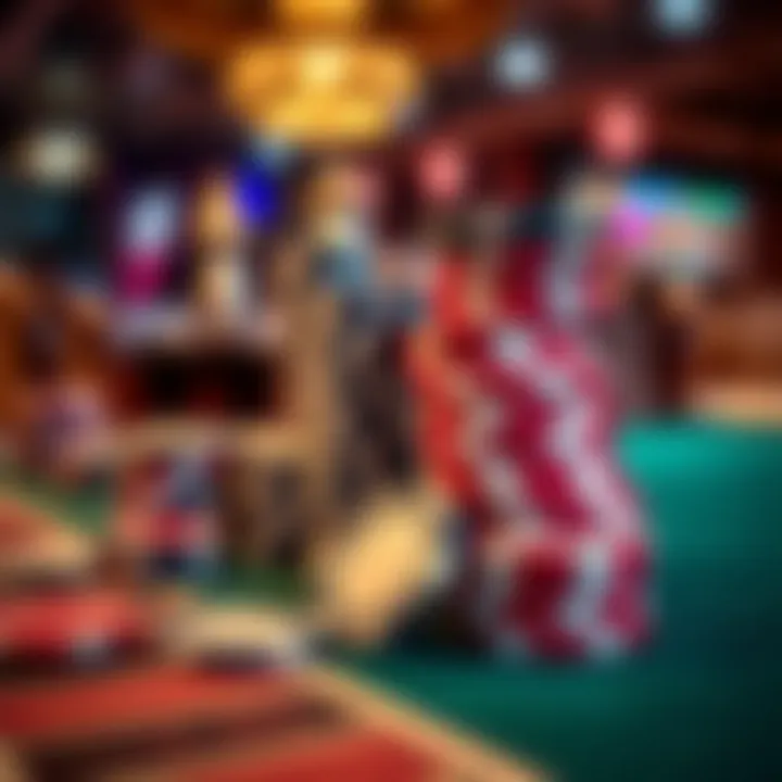 Strategic Betting with Poker Chips Close-up of poker chips stacked on a table