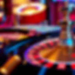Roulette wheel spinning with vibrant colors