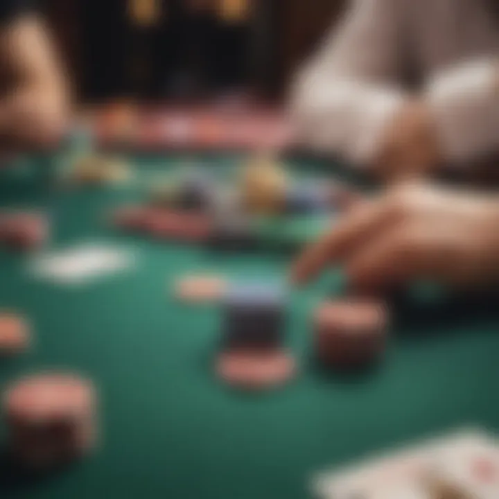 Colorful poker chips and cards arranged for a casino night