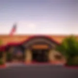 A panoramic view of Casino Massena showcasing its entrance and vibrant exterior.