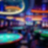 Luxurious casino floor with vibrant gaming tables