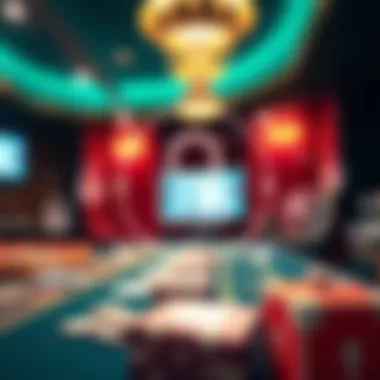 A secure online gambling environment illustrated with locks and security symbols.