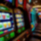 A close-up view of a digital casino game interface showcasing various slot machine options.