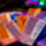 Diverse lottery tickets displayed with varying number combinations
