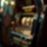 An intricate view of a vintage slot machine highlighting its mechanical components