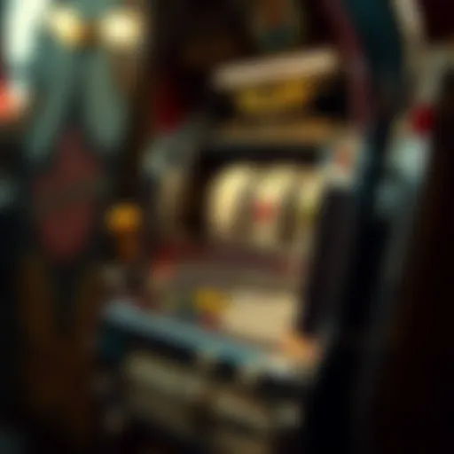 An intricate view of a vintage slot machine highlighting its mechanical components