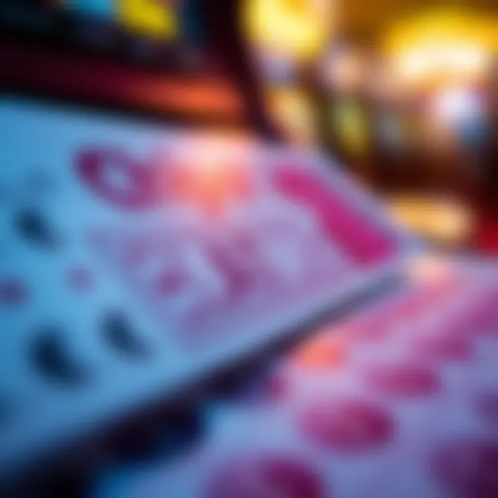 A close-up of a scratch-off ticket being scratched revealing potential winnings beneath.