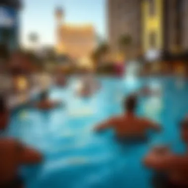 Guests enjoying the lively atmosphere at Downtown Grand pool