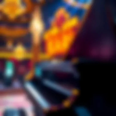 A close-up of Elton John's iconic piano during the show