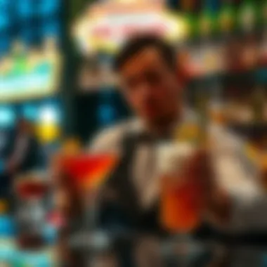 Signature Drinks Highlighted by a Bartender A bartender showcasing signature drinks