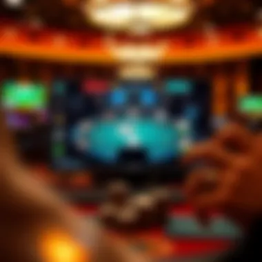 Online Poker Experience A captivating online poker interface showcasing a lively game table