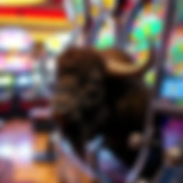 A close-up view of a buffalo machine in action with colorful graphics