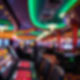 Vibrant casino atmosphere showcasing gaming tables
