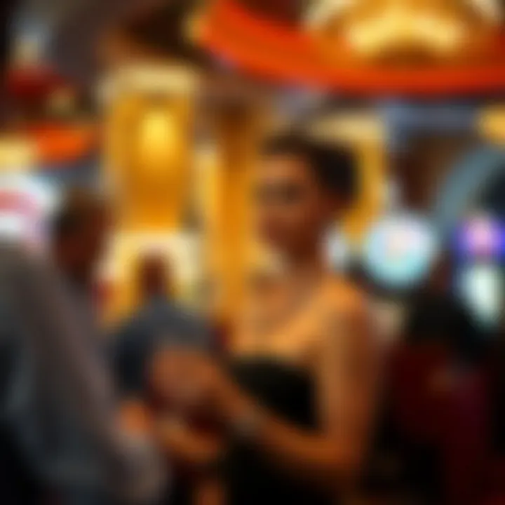 Hospitality in Action Casino hostess engaging with guests, embodying hospitality