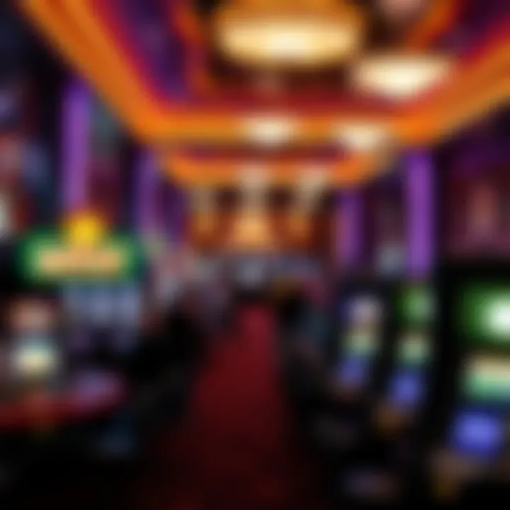 Exciting Casino Floor A bustling casino floor filled with excitement and gaming activity