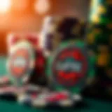 Intricate Designs of Claytec Poker Chips Close-up view of Claytec poker chips showcasing their intricate designs and vibrant colors