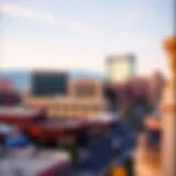 A panoramic view of Downtown Grand Vegas showcasing its historic architecture juxtaposed with modern skyscrapers