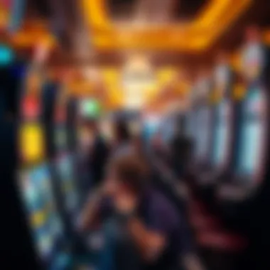 Engaging Casino Atmosphere A vibrant casino scene showcasing slot machines and players engaging.