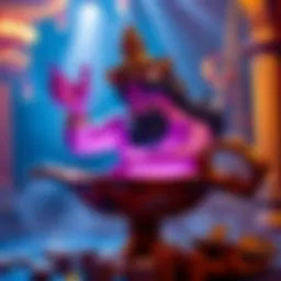 A captivating genie emerging from a colorful lamp