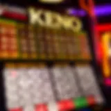 Keno game board showing numbers and betting options