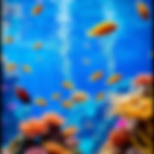 A captivating underwater scene with vibrant marine life representing ocean gaming casinos