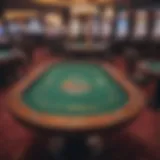 A serene offline casino environment featuring classic gaming tables.