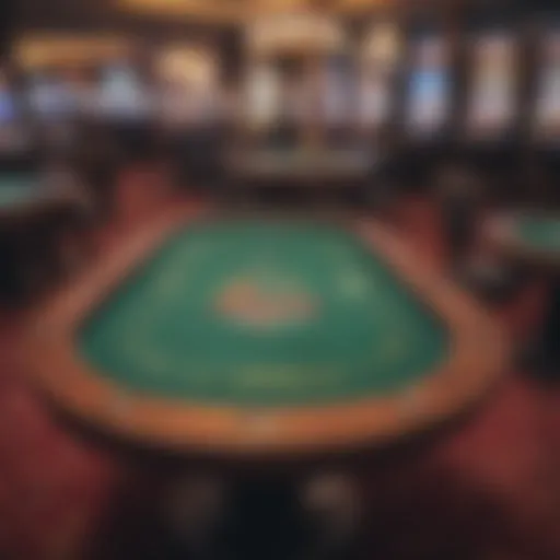 A serene offline casino environment featuring classic gaming tables.