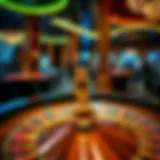 An elegantly designed roulette wheel in a luxurious casino setting