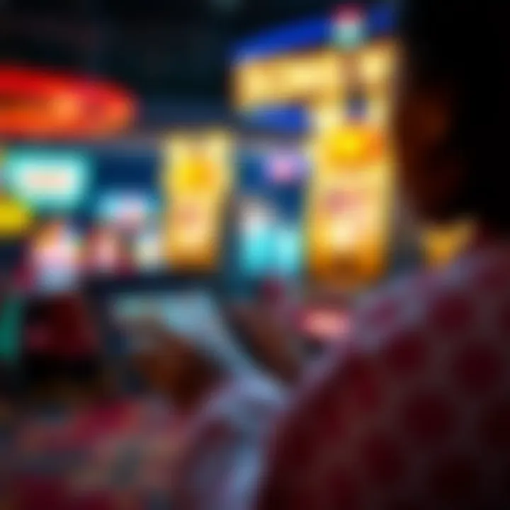 A player engaging with an online slot game on a tablet