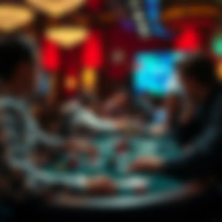 Visual depiction of online player interactions in a poker game