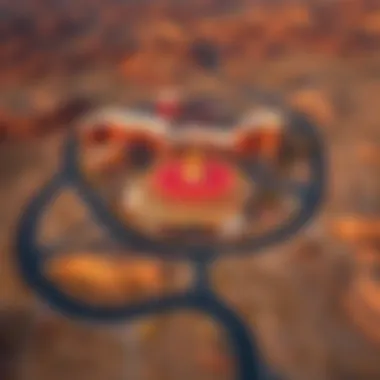 Aerial View of Arizona Casino Aerial view of a prominent Arizona casino surrounded by desert landscape