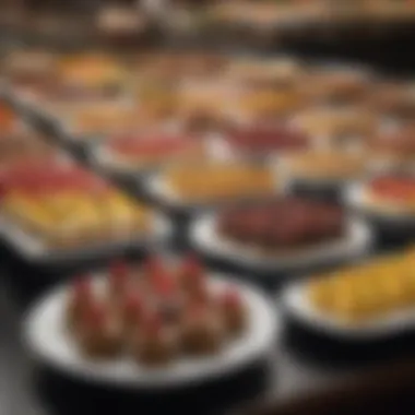 An array of desserts beautifully arranged, tempting guests at a Las Vegas buffet.