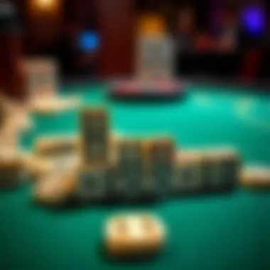 A classic set of dominoes arranged on a table