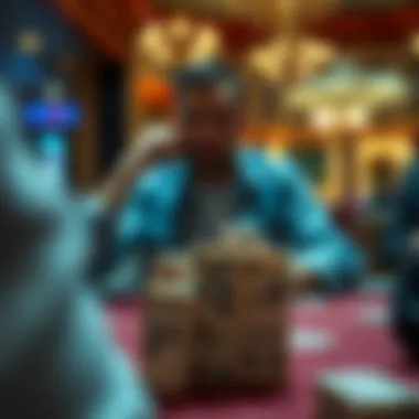 A strategic player contemplating their next move in dominoes