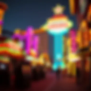 Vibrant neon lights of Las Vegas casinos at night