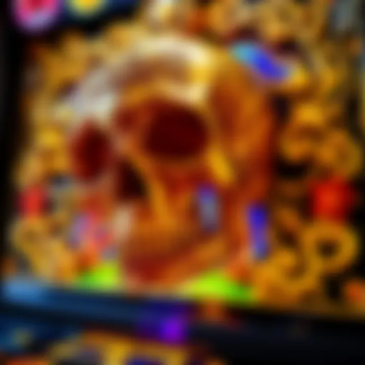 Intricate design elements of the Golden Skulls slot machine