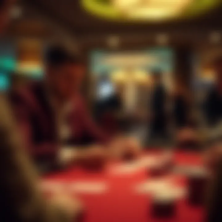 A poker table showcasing intense player focus and card hands