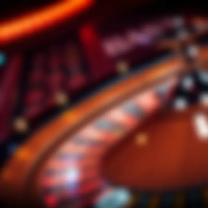 A roulette wheel spinning with colorful pockets