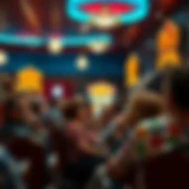 A vibrant bingo hall filled with enthusiastic players enjoying their game.