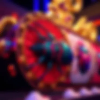 Close-up of a vibrant scarab slot reel in action