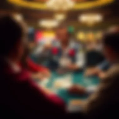 The Tournament Experience A poker tournament setting, highlighting players and their card choices