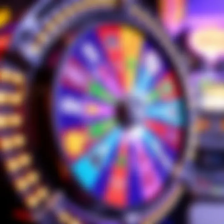 Colorful wheel with iconic symbols of fortune