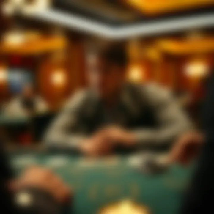 Strategic Decision-Making in Blackjack Player contemplating a strategic decision at the table