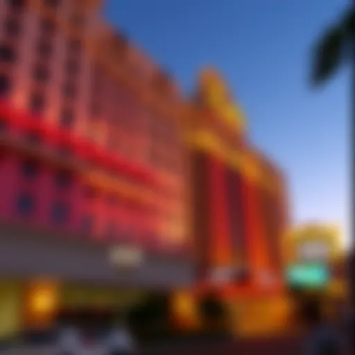 Elegant facade of Fiesta Hotel and Casino at sunset
