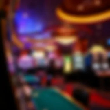 Luxurious gaming area featuring slot machines and tables