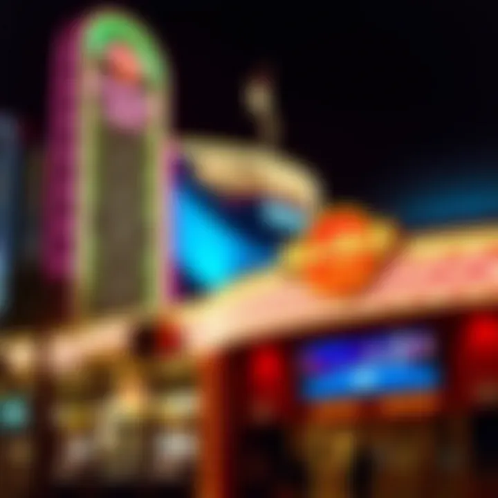 Exterior View of Hard Rock Hollywood Slots Vibrant neon-lit Hard Rock Hollywood Slots exterior at night